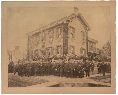 Large Albumen print of Lincoln’s Springfield home after Funeral, 1865 by American Photographer